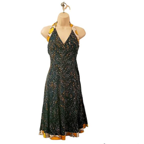 ISSA London Silk Jersey Multi-color Halter Dress  US Size 6 Bombshell Tie-Neck - Picture 1 of 13